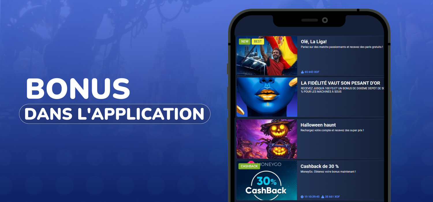 Bonus dans l'application mobile