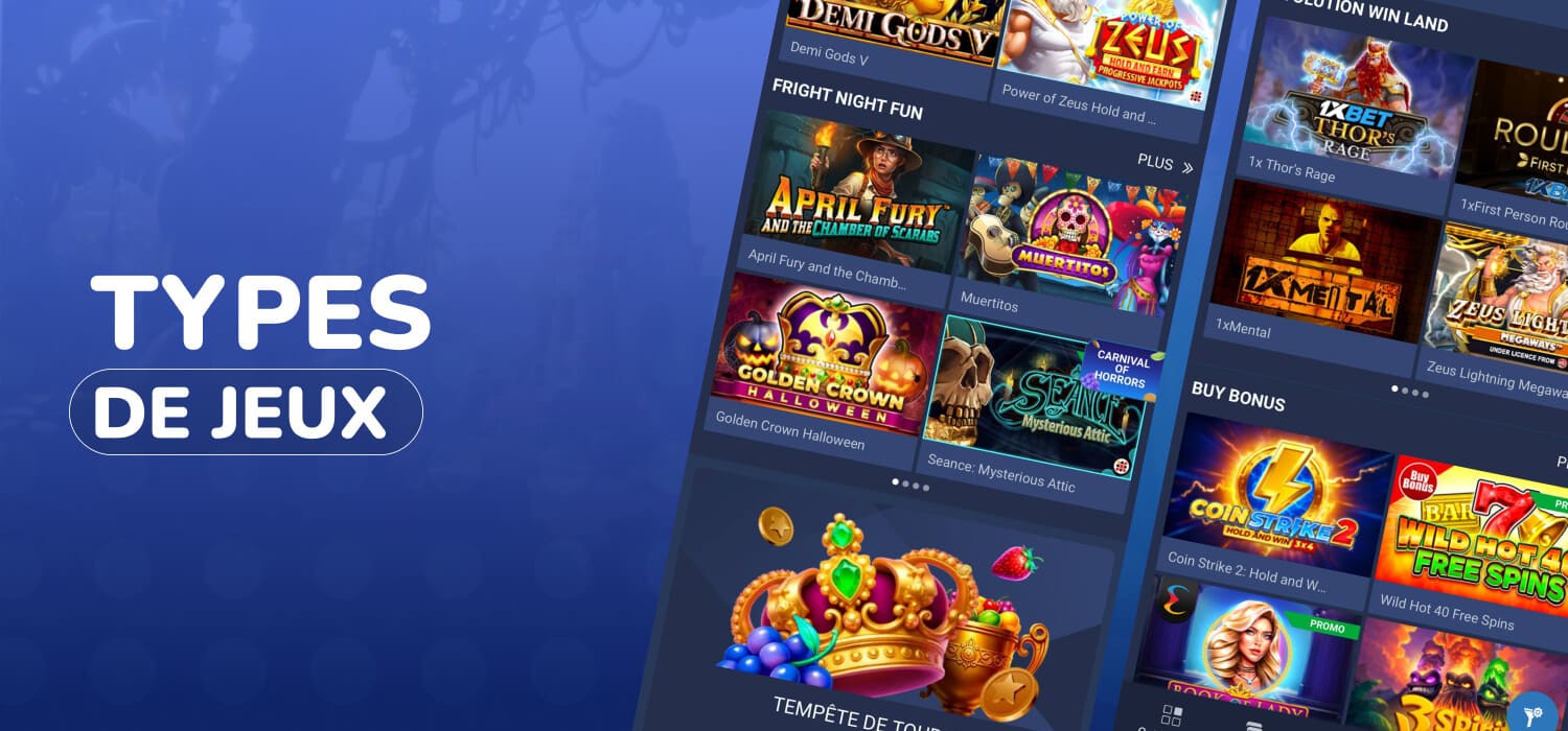different online casino games at 1xbet