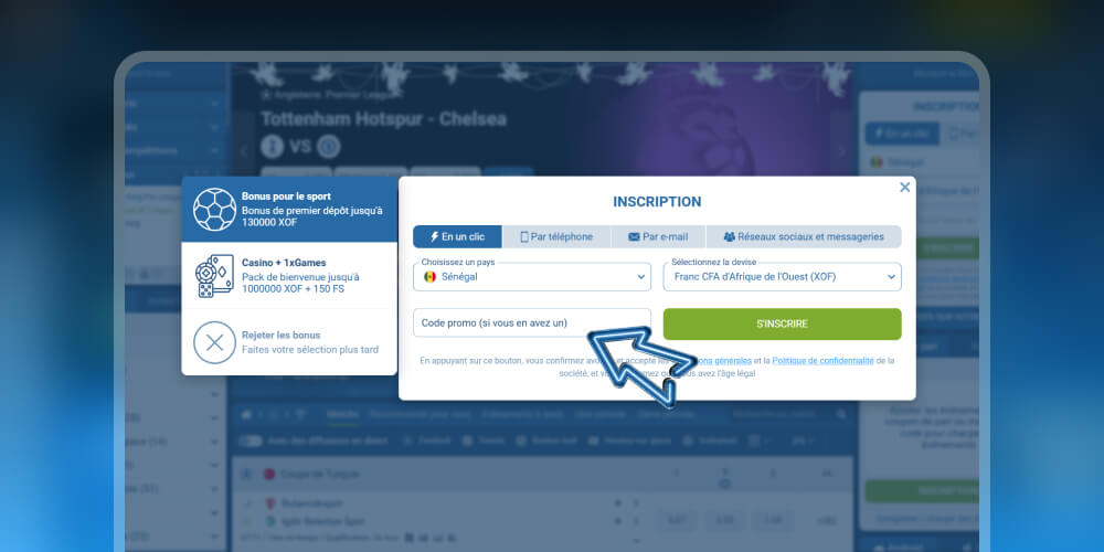 entrez le code promo