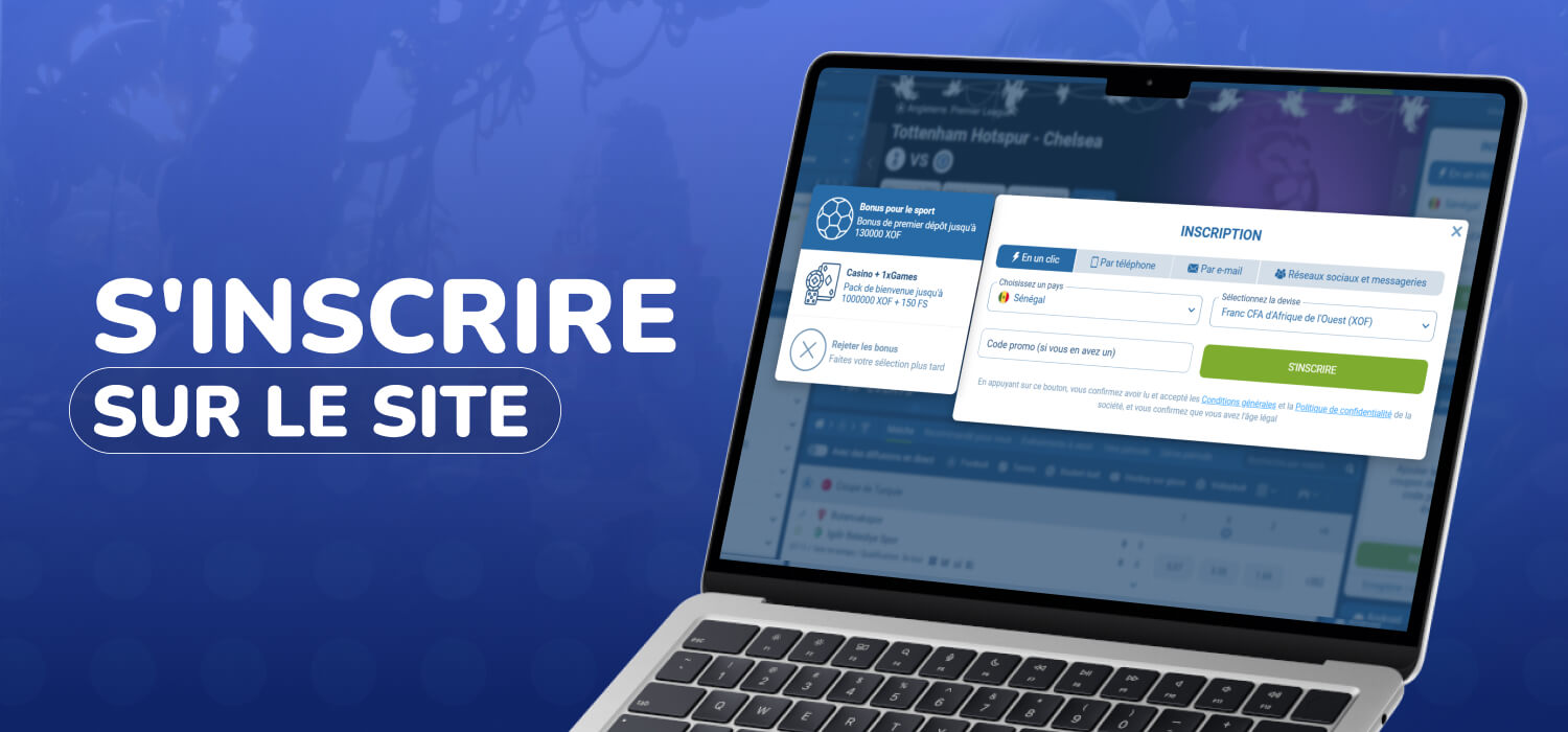 Sinscrire sur le site de jeux en ligne 1xbet