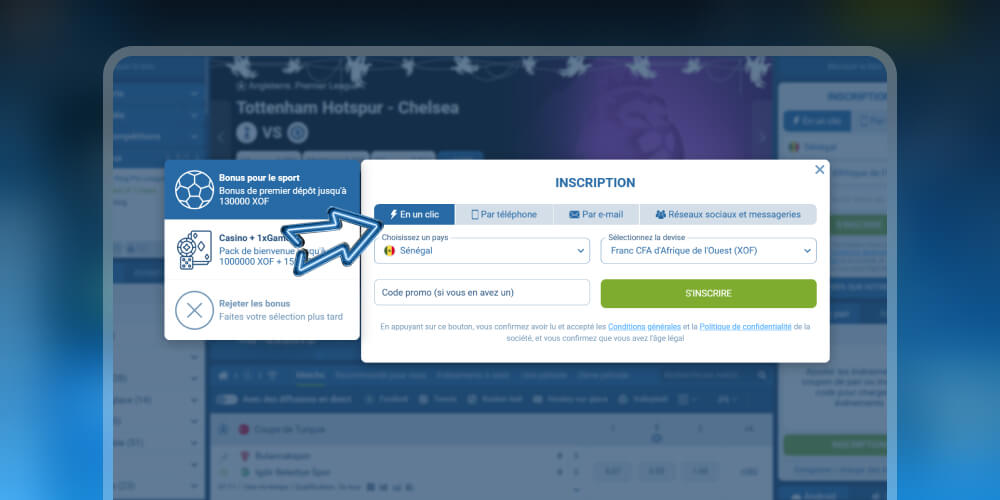 sélectionnez une méthode d'inscription